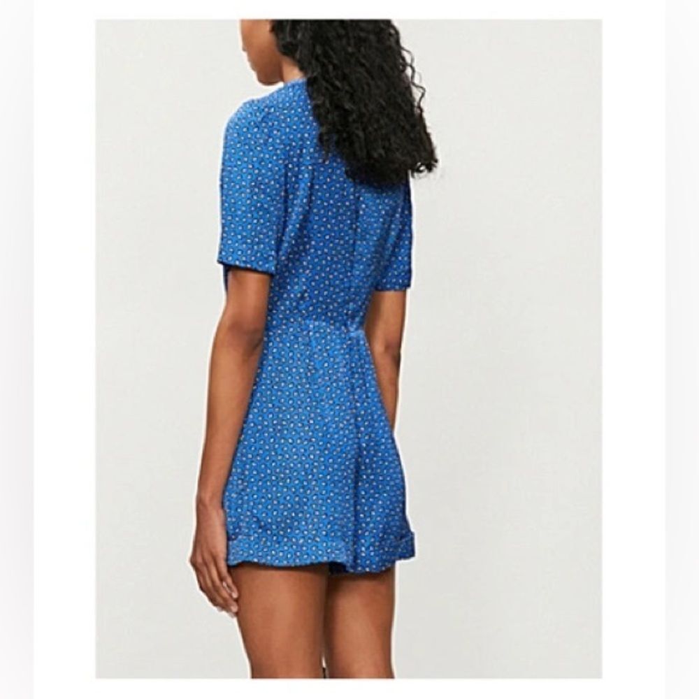 NWOT Maje Ilona Paisley Print Satin Ruched Playsuit Romper in Blue Sz EU40 US L - Picture 9 of 16
